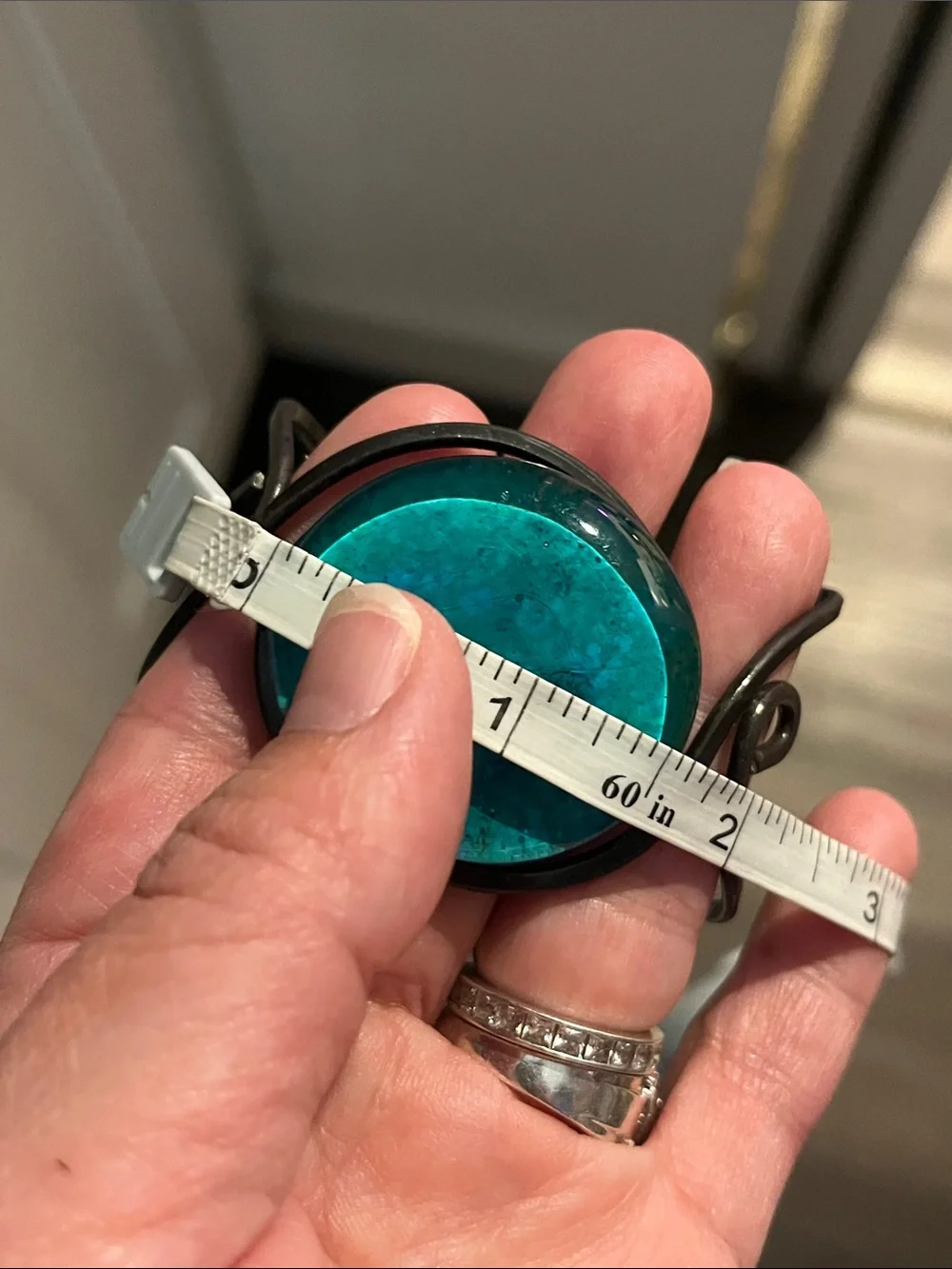 Turquoise Glass Cabochon Cuff Bracelet